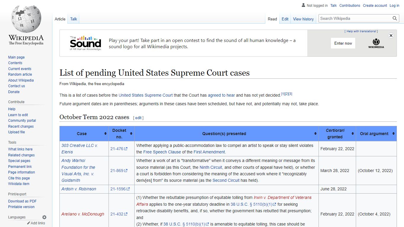 List of pending United States Supreme Court cases - Wikipedia